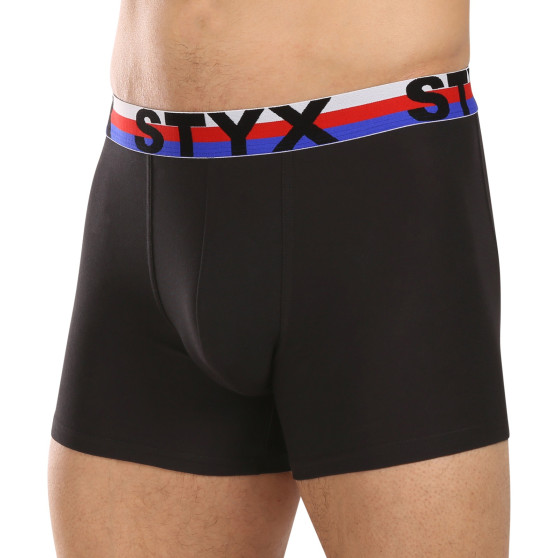 3PACK Styx miesten bokserit shortsit pitkät urheilu elastinen musta tricolour (3U1960)