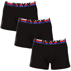 3PACK Styx miesten bokserit shortsit pitkät urheilu elastinen musta tricolour (3U1960)