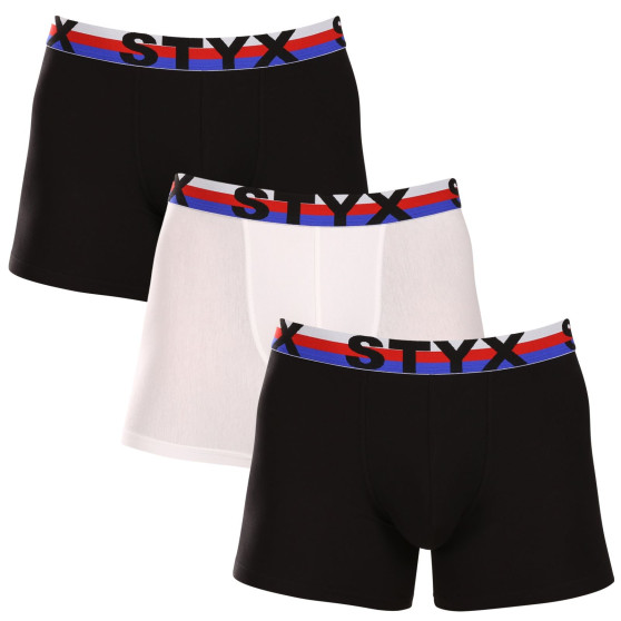 3PACK Styx miesten bokserit shortsit pitkät urheilu elastinen monivärinen tricolour (3U19001)