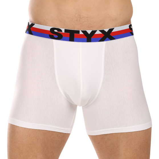 3PACK Styx miesten bokserit shortsit pitkät urheilu elastinen valkoinen kolmivärinen (3U2061)