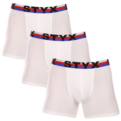 3PACK Styx miesten bokserit shortsit pitkät urheilu elastinen valkoinen kolmivärinen (3U2061)