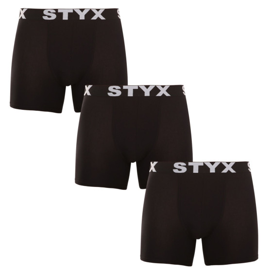 3PACK Styx miesten bokserit shortsit pitkät urheilu joustava musta (3U960)