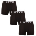 3PACK Styx miesten bokserit shortsit pitkät urheilu joustava musta (3U960)