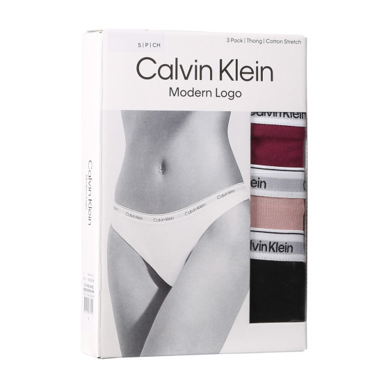 3PACK Calvin Klein naisten stringit moniväriset (QD5209E-NP6)