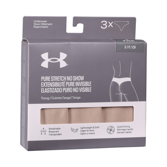 3PACK Under Armour naisten stringit beige (1383893 500)