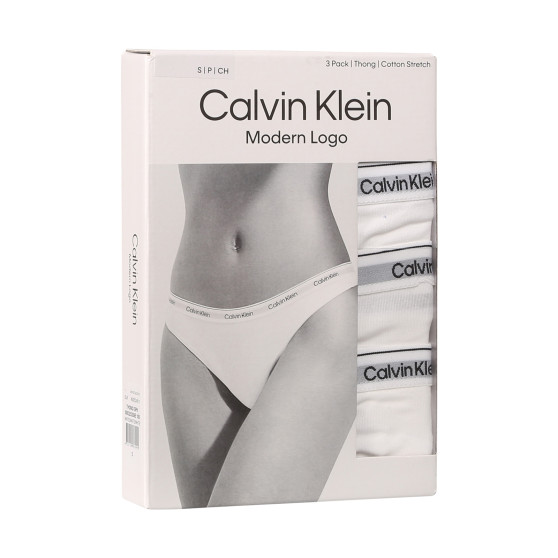 3PACK Calvin Klein naisten stringit valkoinen (QD5209E-100)