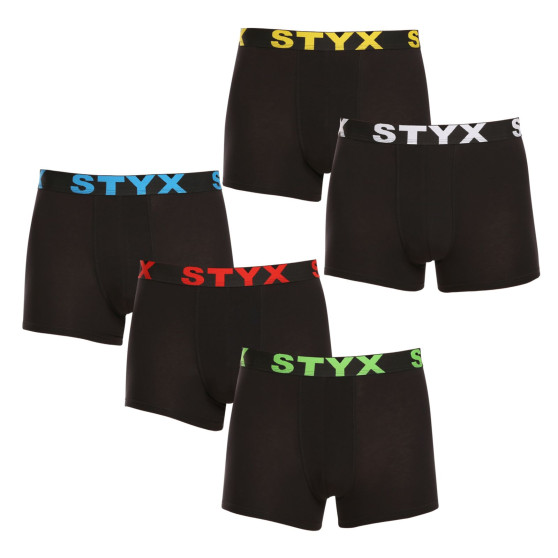 5PACK Styx miesten bokserit shortsit urheilu elastinen musta (5G9601)