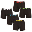 5PACK Styx miesten bokserit shortsit pitkät urheilu joustava musta (5U9601)