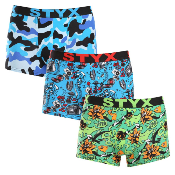 3PACK Styx miesten boxershortsit art sports kumi monivärinen (3G15780)