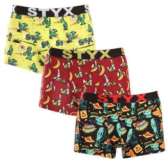 3PACK Styx miesten boxershortsit art sports kumi monivärinen (3G13198)