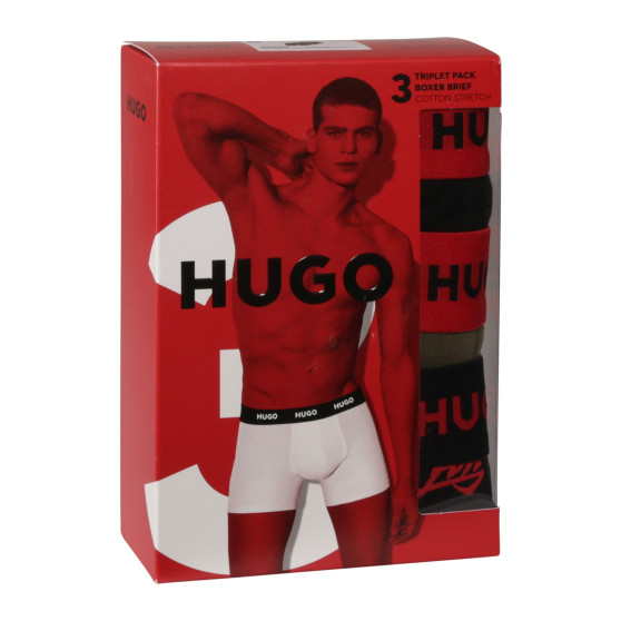 3PACK HUGO miesten bokserit moniväriset shortsit moniväriset (50517887 984)